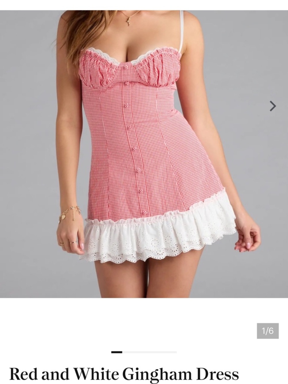 Windsor Red and White Gingham Mini Dress - Picture 1 of 2